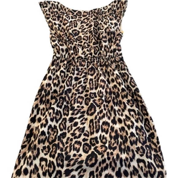 Alice + Olivia Shelie Leopard Open Back Dress Blk/Brn/Tan Cap Sleeve Lined Sz XS - Picture 5 of 16